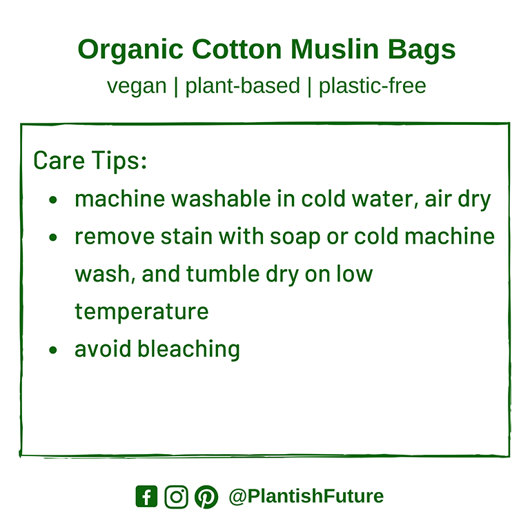 Set of 4 Organic Cotton Muslin Produce Bags