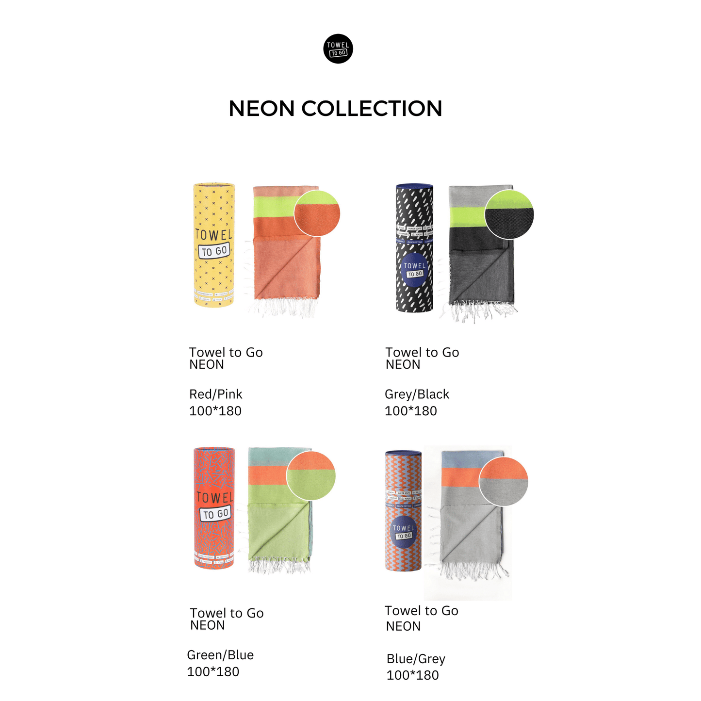 Neon Beach Towel with Recycled Gift Box, Recycled Cotton, Green, Blue