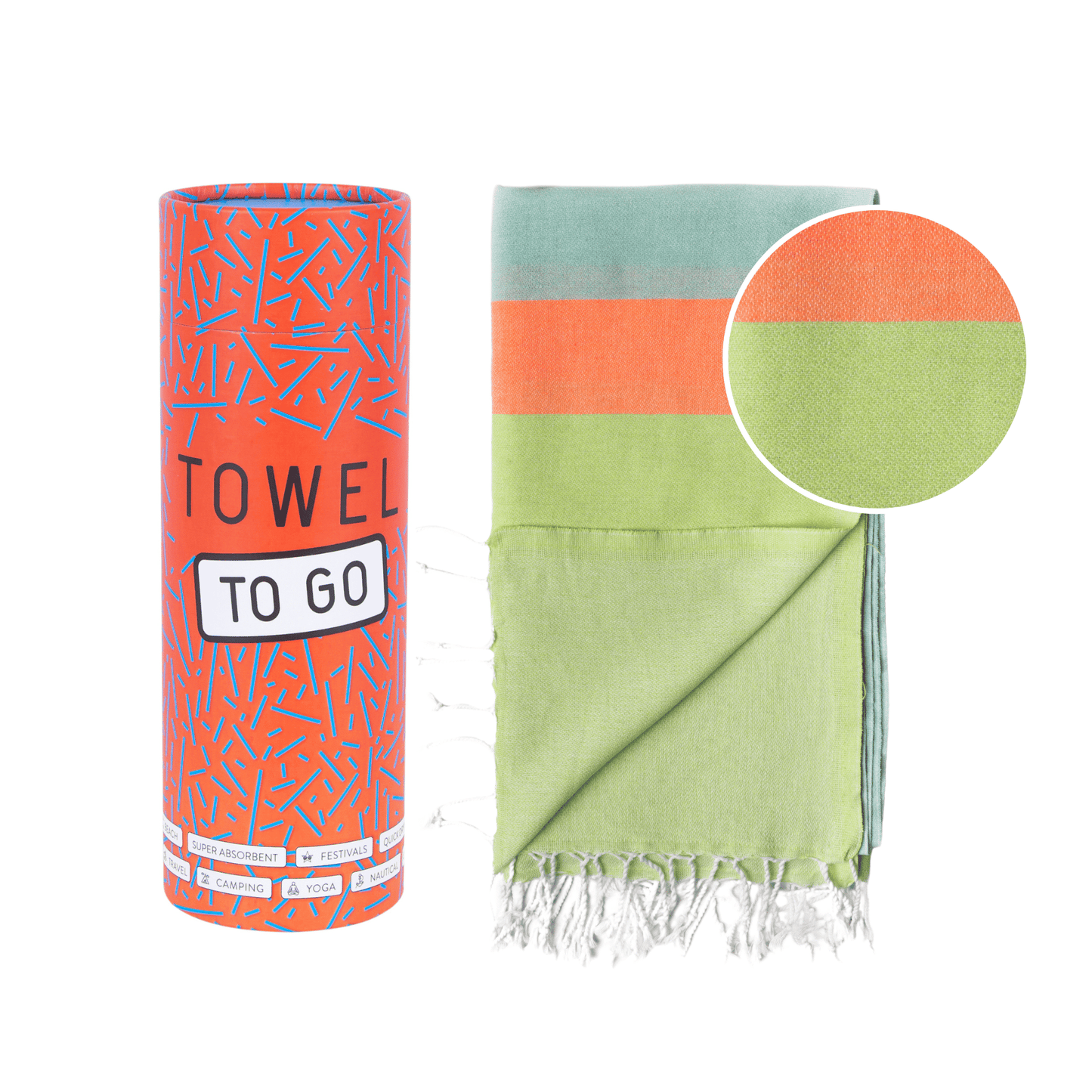 Neon Beach Towel with Recycled Gift Box, Recycled Cotton, Green, Blue