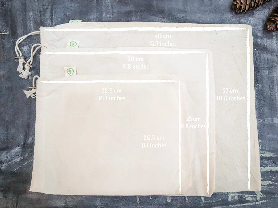 Set of 4 Organic Cotton Muslin Produce Bags