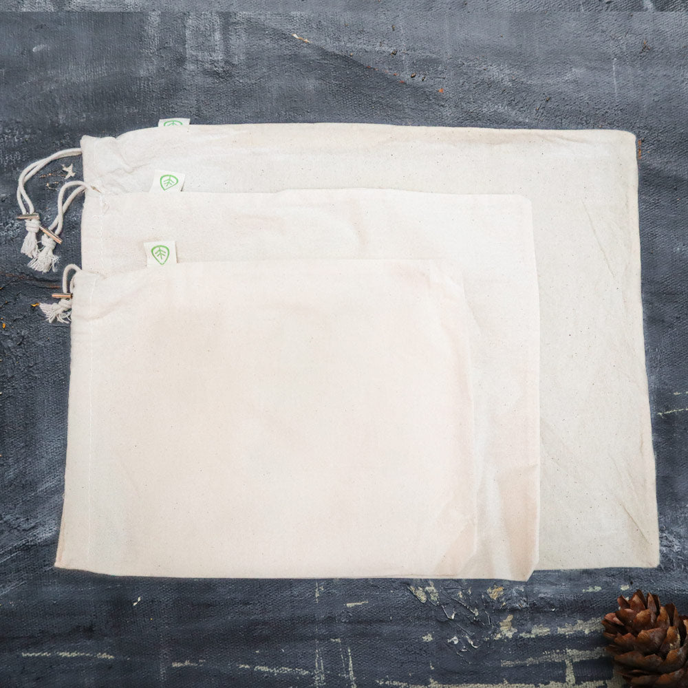 Set of 4 Organic Cotton Muslin Produce Bags